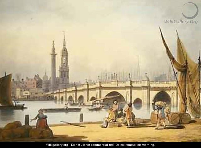 London Bridge and the Monument 1795 - Francis Nicholson
