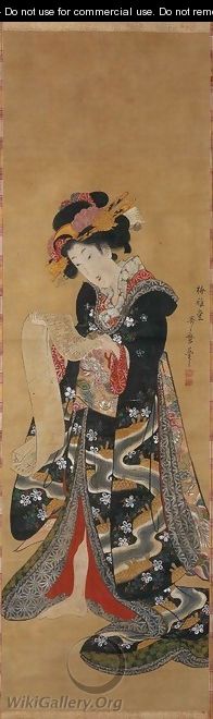 Young Woman Reading a Letter - Kitagawa Utamaro