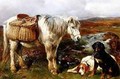 Highland Pony with Dogs - John Sargeant Noble, R.B.A.