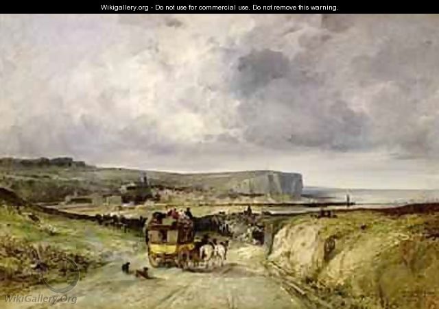 Arrival of a Stagecoach at Treport 1878 3 - Jules Achille Noel