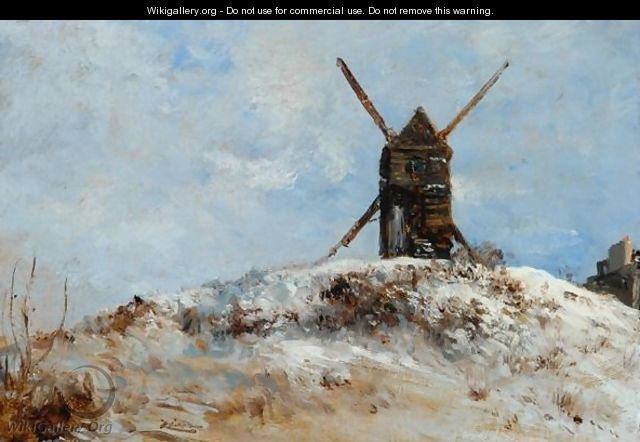 A Windmill: Effect of snow - Felix Ziem