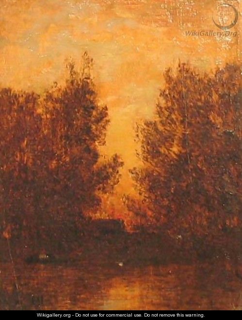 Sunset Along the River - Felix Ziem