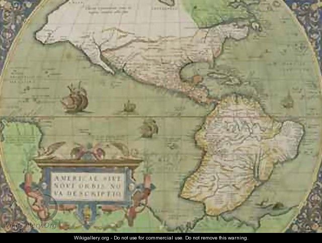 Map of North and South America, from the Theatrum Orbis Terrarum, published Antwerp, c.1570 - Abraham Ortelius
