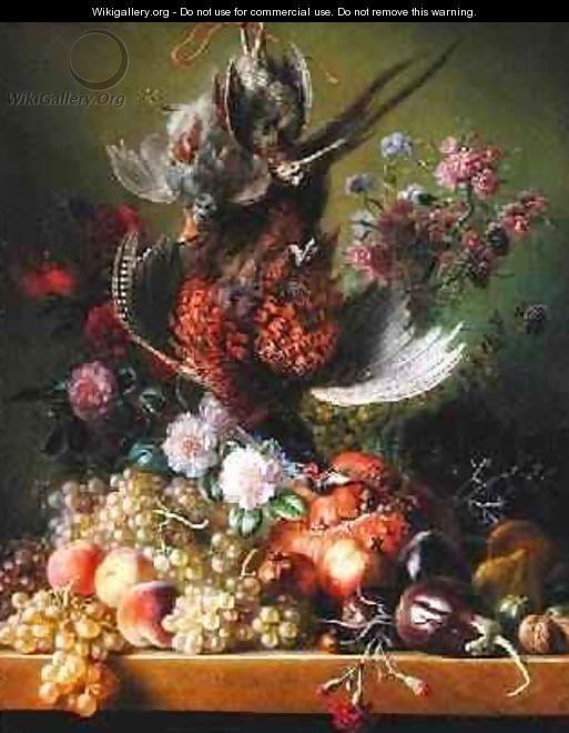 Still Life with Pheasant and Flowers, 1838-39 - Jan van Os