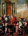 Pope Alexander III 1105-81 and Doge Sebastiano Ziani c.1102-80 Send the Young Ottone to Frederick Barbarossa c.1123-90 - Jacopo d'Antonio Negretti (see Palma Giovane)