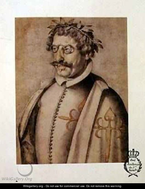 Portrait of Francisco Gomez de Quevedo y Villegas 1580-1645 from the Book of Description and Portraits of Illustrious and Memorable Men, 1599 - Francisco Pacheco