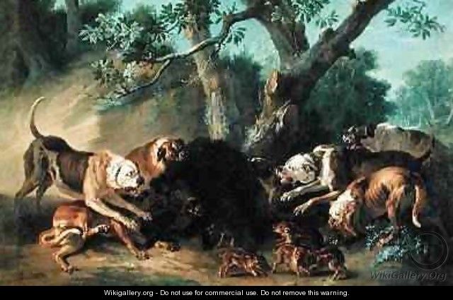 A Wild Sow and her Young Attacked by Dogs, 1748 - Jean-Baptiste Oudry