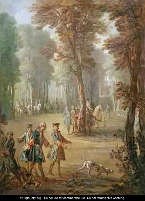 Louis XV 1710-74 and his Bloodhound at Puys, cartoon for a tapestry, 1738 - Jean-Baptiste Oudry