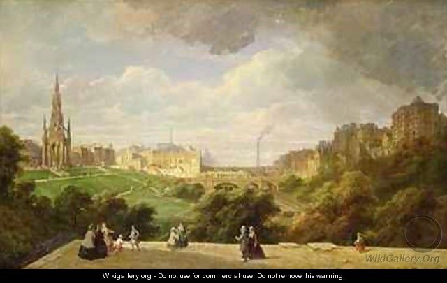 View of Edinburgh, the Walter Scott Monument - Pierre Justin Ouvrie