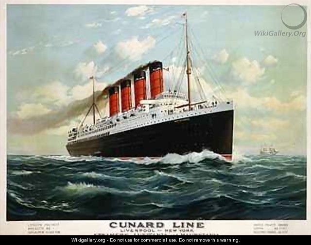 Advertisement for the Cunard Line, c.1908 - Fred Pansing