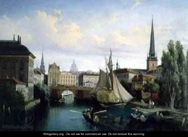 View of the Riddarholmskanalen, Stockholm in 1835, 1880 - Gustaf-Wilhelm Palm