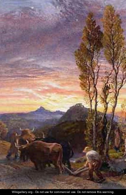 Oxen Ploughing at Sunset - Samuel Palmer