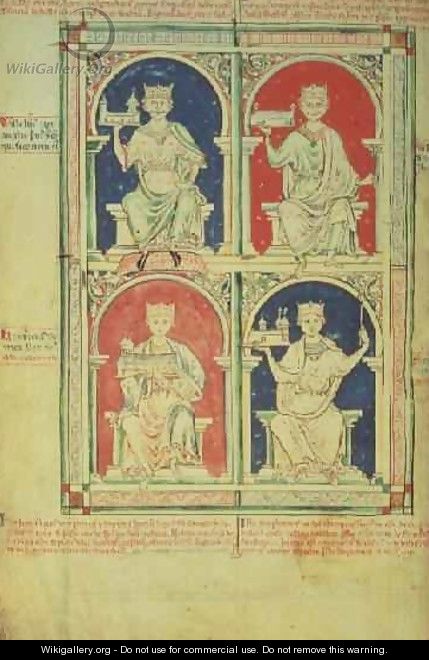 Four Kings of England William I, William II, Henry I and Stephen, from the Historia Anglorum, 1250 - Matthew Paris