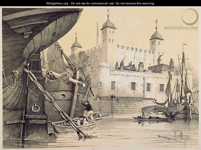 View of the Tower of London from the River Thames, c.1840 - (after) Patten, Edmund