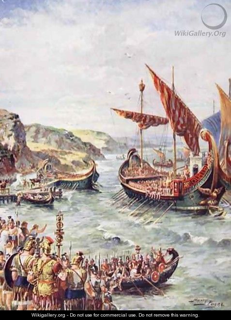 The departure of the Romans from Britain, illustration from The History of the Nation - Henry A. (Harry) Payne