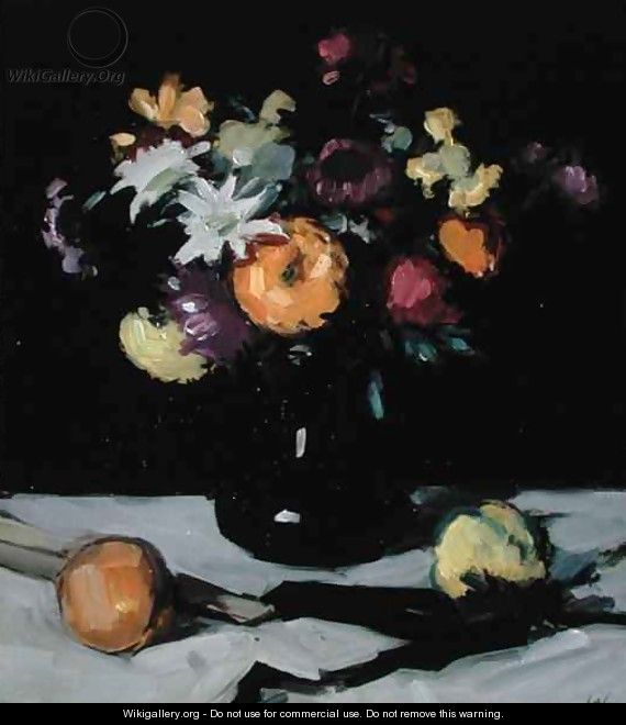 Still Life with Chrysanthemums against Black, c.1912 - Samuel John Peploe