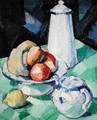 Still Life with Teapot and Fruit on a green Tablecloth, c.1913 - Samuel John Peploe