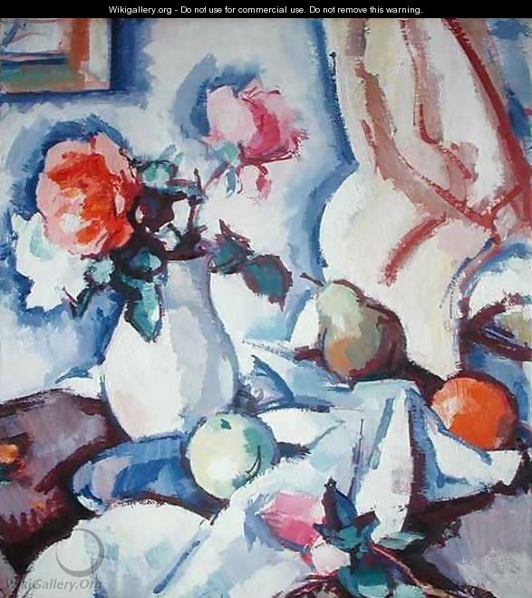 Roses in a White Vase - Samuel John Peploe