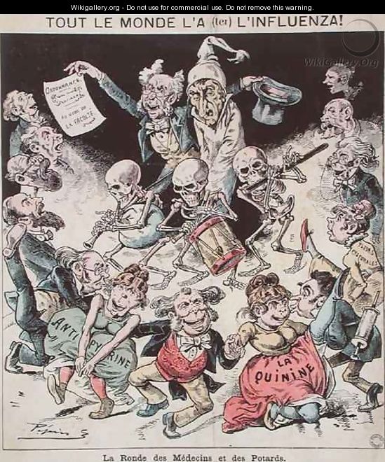 Caricature of the influenza epidemic of 1820, c.1889 - Pepin