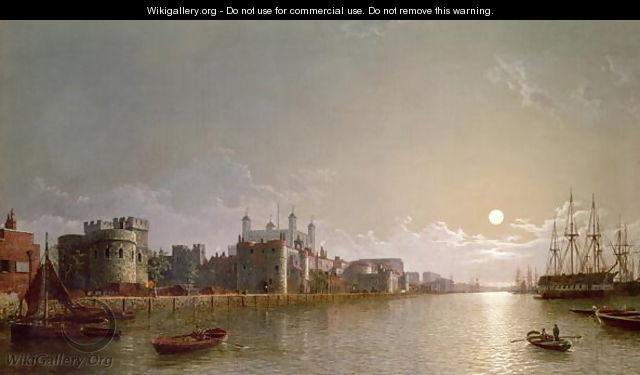 The Thames by Moonlight with Traitors Gate and the Tower of London - Henry Pether