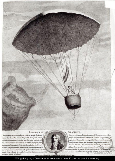 The First Parachute Descent by Andre Jacques Garnerin 1770-1823 over Parc Monceau, 22nd October 1797 - Simon Petit