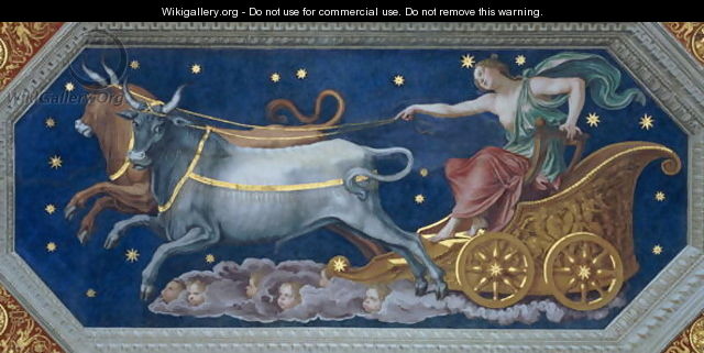 The Nymph Callisto on Jupiters Chariot, ceiling decoration from the Sala di Galatea, 1511-12 - Baldassare Peruzzi