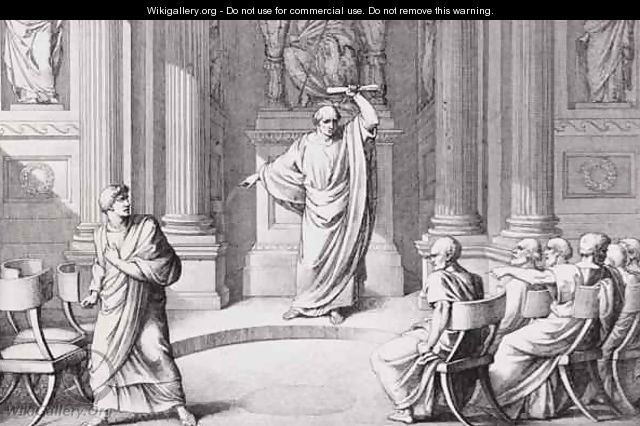 Cicero Denouncing Catiline, engraved by B.Barloccini, 1849 - (after) Perkins, C.C