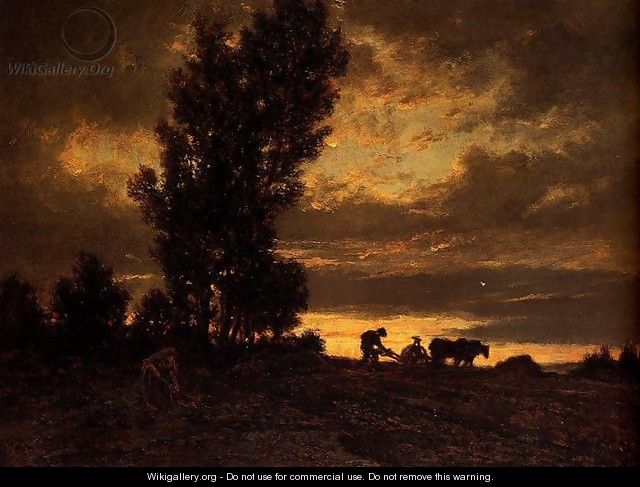 Landscape With A Ploughman - Etienne-Pierre Theodore Rousseau