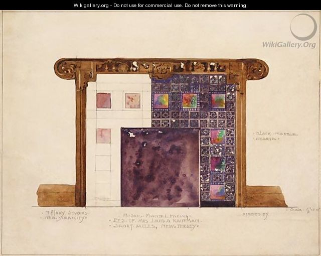 Design for Mosaic Mantel Facing in residence of Mrs. Louis G. Kaufman, Short Hills, New Jersey - Louis Comfort Tiffany