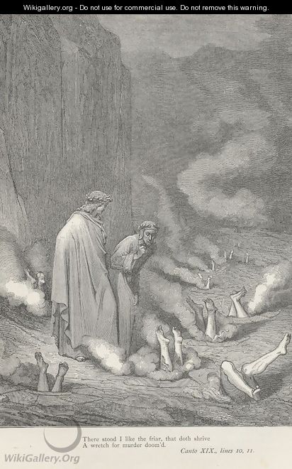 There stood I like the friar, (Canto XIX., line 10) - Gustave Dore