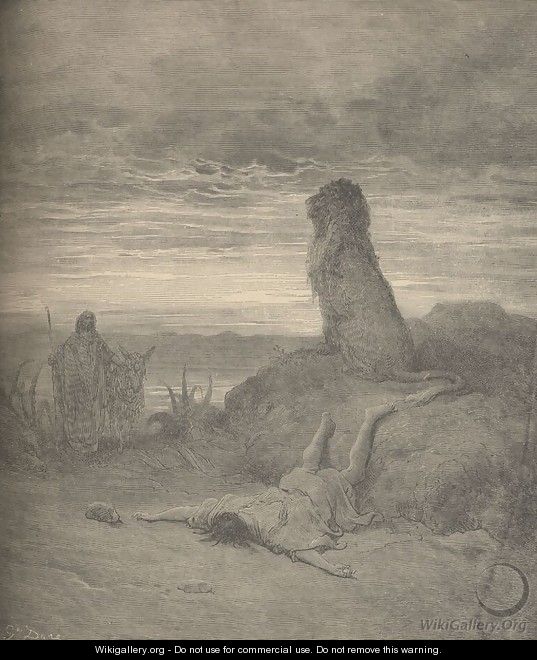 The Prophet Slain By A Lion - Gustave Dore