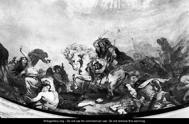 Attila the Hun (c.406-453) and his hordes overrunning Italy and the Arts - Eugene Delacroix