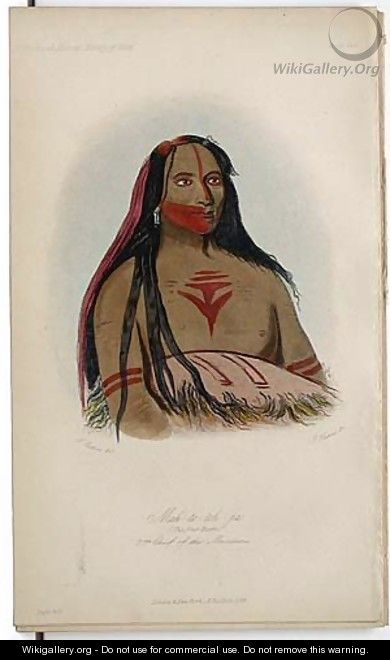 Mah-to--toh-pa, 2nd Chief of the Mandans - George Catlin