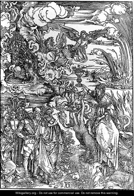 The Woman of Babylon Seated upon a Beast with Seven Heads - Albrecht Durer