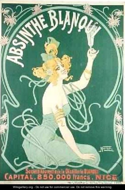 Poster advertising Absinthe Blanqui - Nover