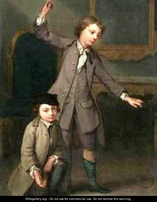 Two Boys of the Nollekens Family Probably Joseph and John Joseph Playing at Tops 1745 - Joseph Francis Nollekens
