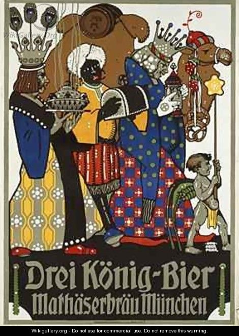 German advertisement for Three Kings beer from Mathaeser brewery - Otto Obermeier