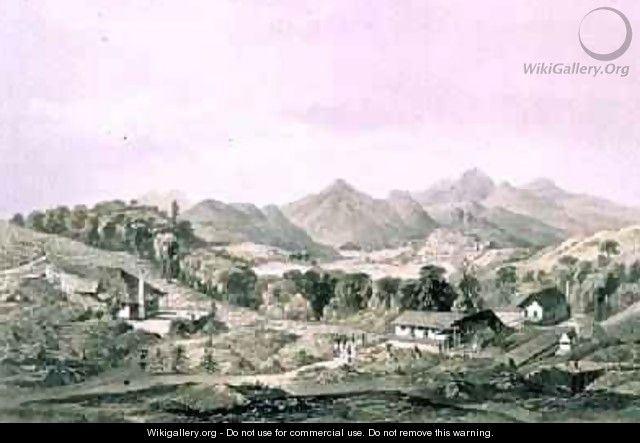 Peacock Hill Coffee Estate with Gampola in the distance Ceylon 1864 - Captain C. O