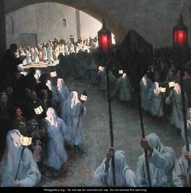Procession of the Penitents Blancs at PuyenVelay on Good Friday - Aime Olivier