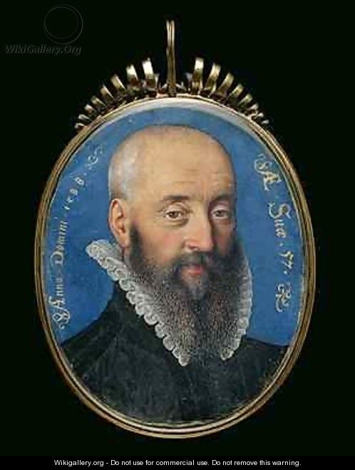 Portrait miniature of an unknown man aged 57 1588 - Isaac Oliver