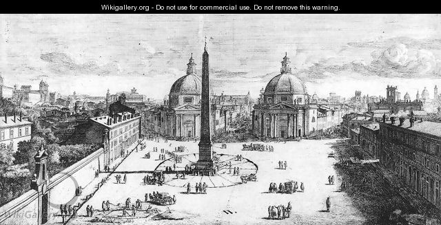 View of the Piazza del Popolo, Rome - Caspar Andriaans Van Wittel