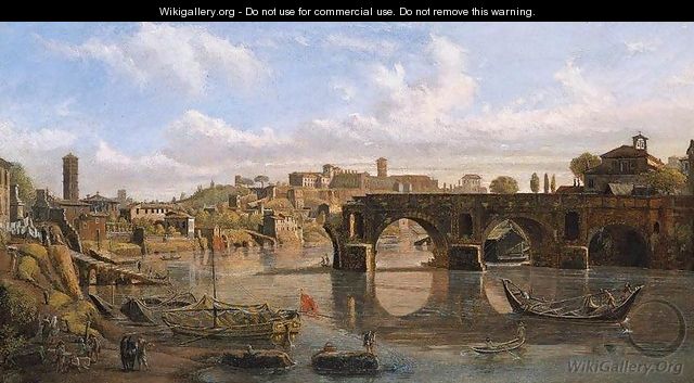 Rome, View of the River Tiber with the Ponte Rotto and the Aventine Hill - Caspar Andriaans Van Wittel