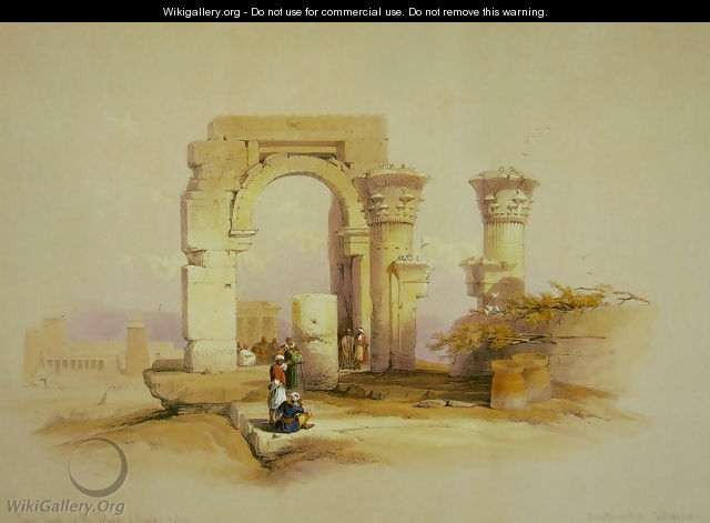 Part of the ruins of a temple on the Island of Bigge, Nubia - David Roberts