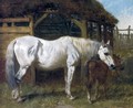 A Grey Mare and Chestnut Foal by a Stable 1853 - John Frederick Herring Snr