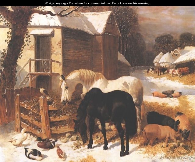 The Barnyard In Winter - John Frederick Herring, Jnr.