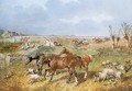 Hunters Poultry Pigs and a Fox with Hunt Beyond - John Frederick Herring, Jnr.