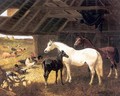 Horses and Poultry in a Barn - John Frederick Herring, Jnr.