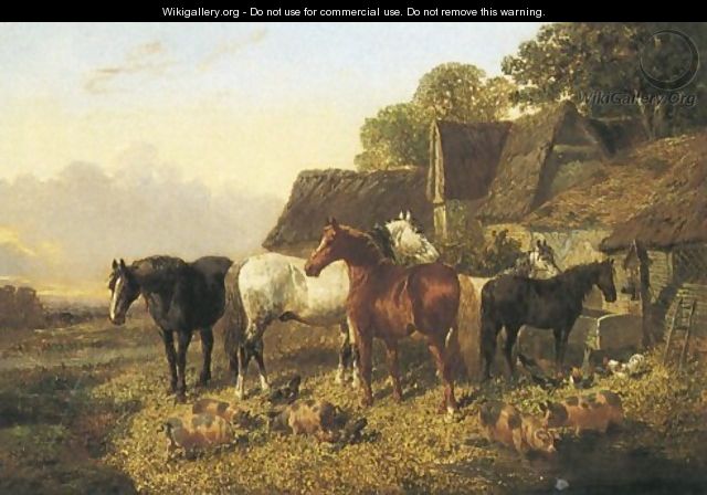 Horses And Pigs By Trough 1864 - John Frederick Herring, Jnr.