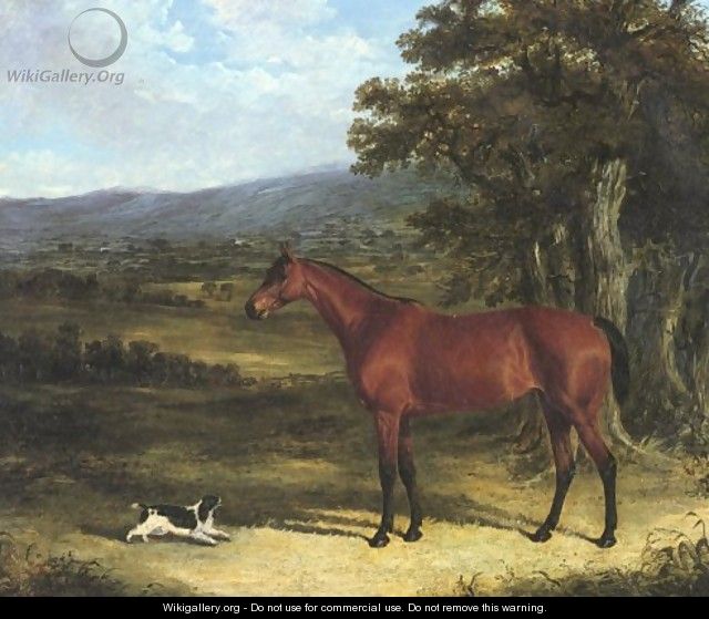 Bay And Spaniel In Landscape 1830 - John Frederick Herring Snr