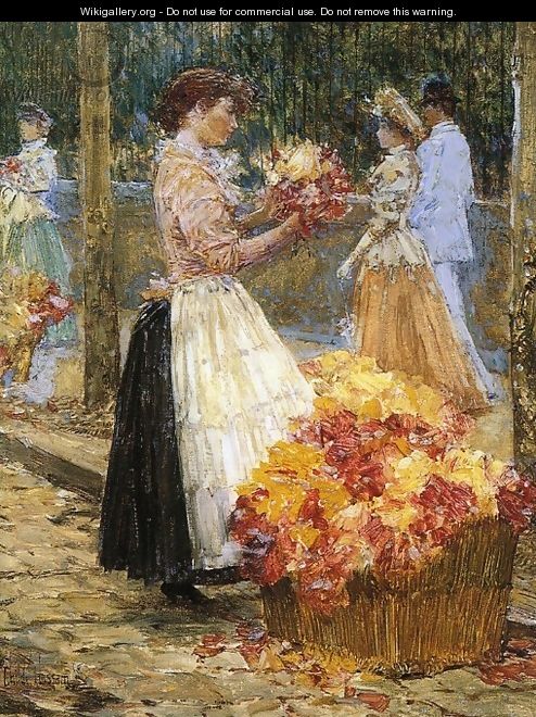 Woman Sellillng Flowers - Childe Hassam